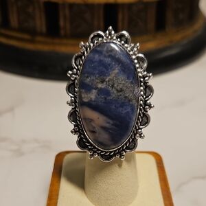 Nwt Sodalite Metal German Silver Ring Sz 6